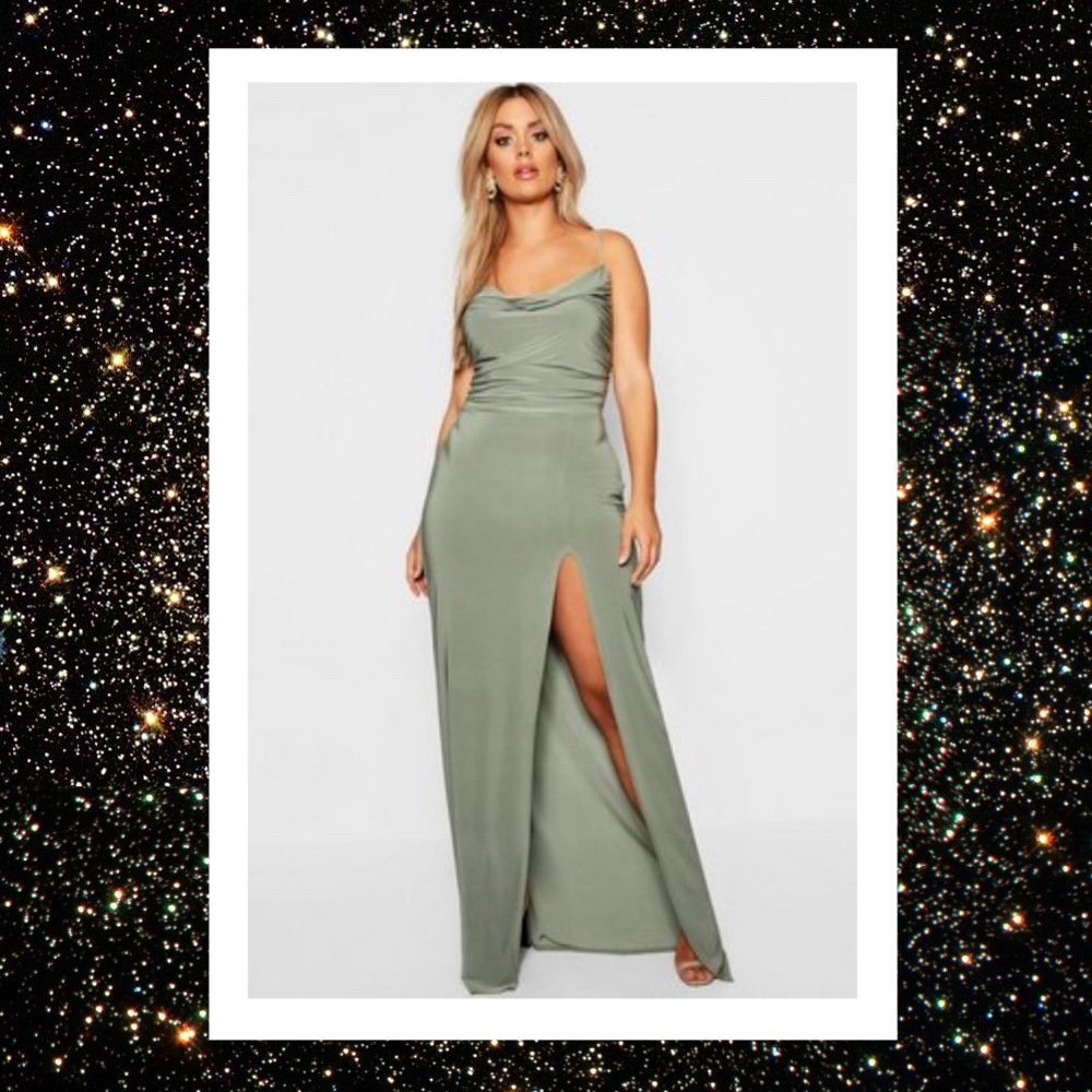 Slinky Cowl Neck Maxi Dress